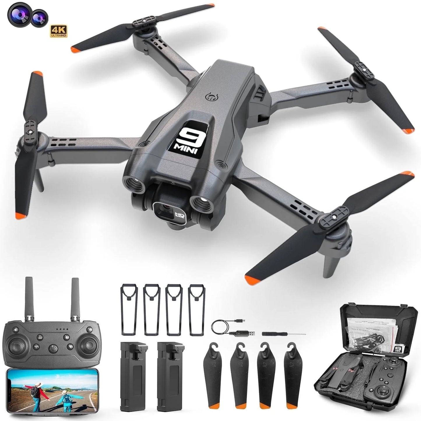 SkySync Plus Drone with 4K HD Dual Camera for Adults/Kids