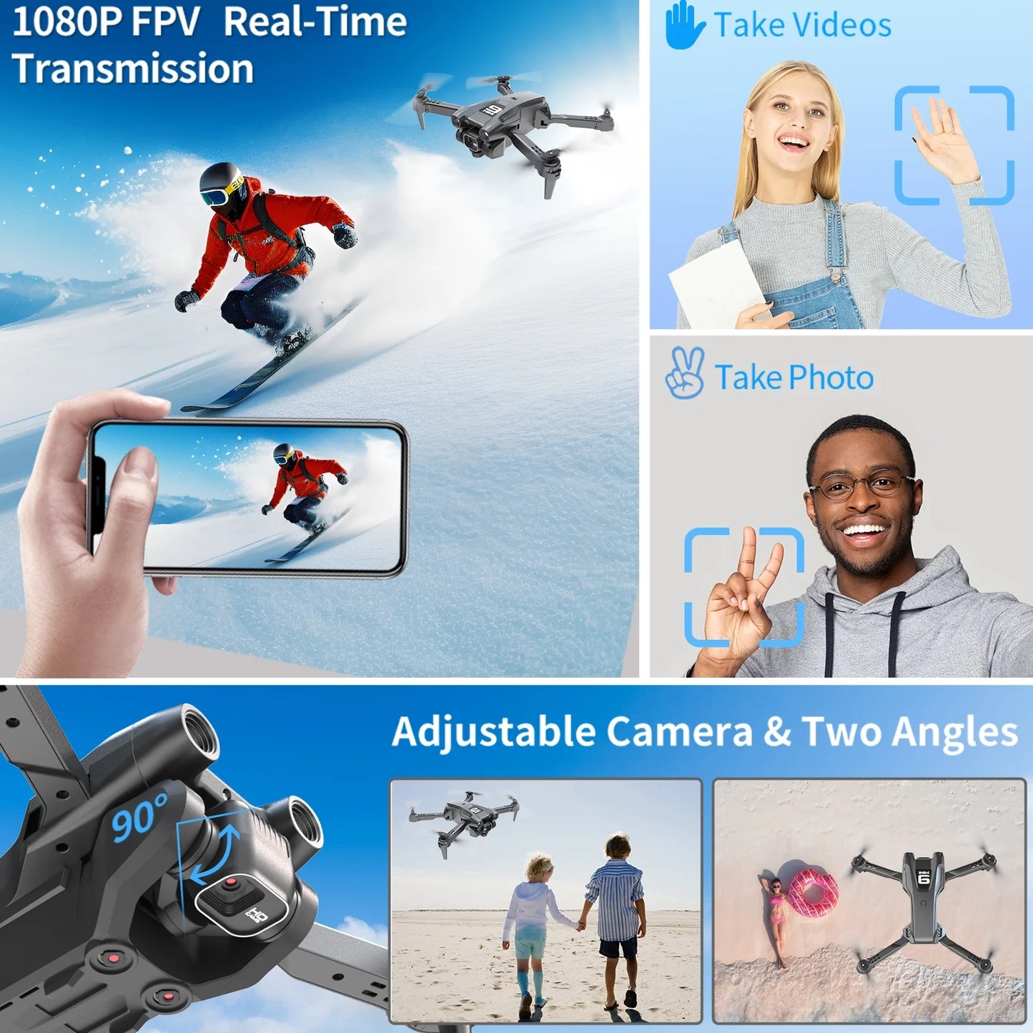 SkySync Plus Drone with 4K HD Dual Camera for Adults/Kids